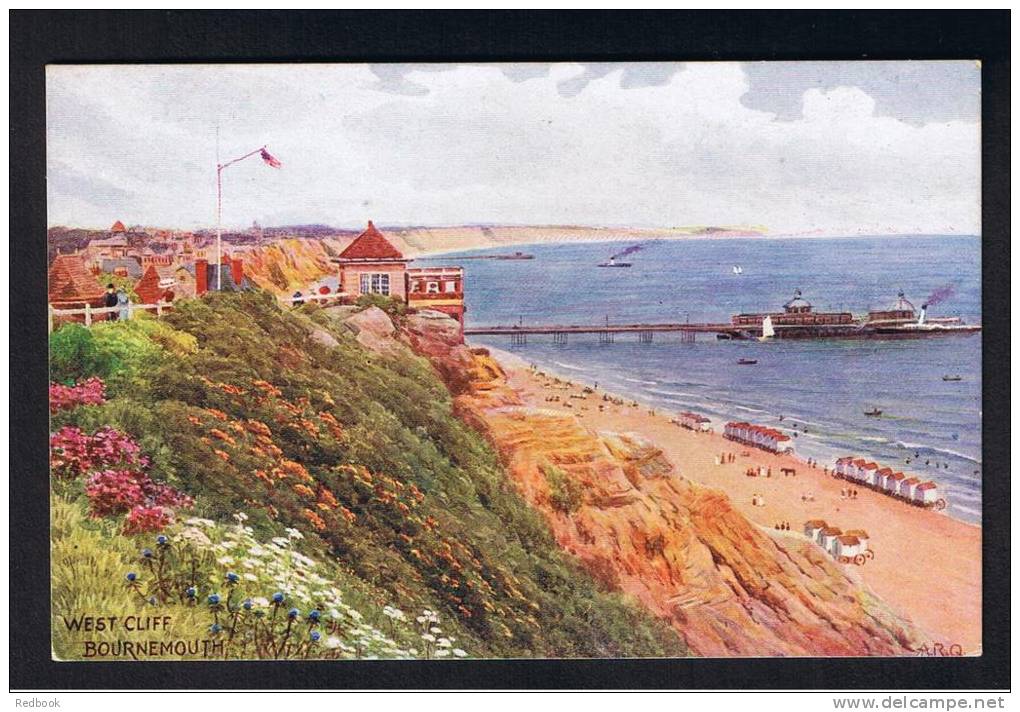 RB 869 - J. Salmon ARQ A.R. Quinton Postcard - West Cliff &amp; Pier Bournemouth Dorset Hampshire - Bournemouth (tot 1972)