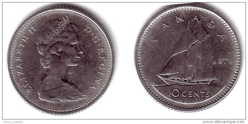 CANADA, Elizabeth II - 10 Cents 1970 - KM#77.1  Unc - Canada