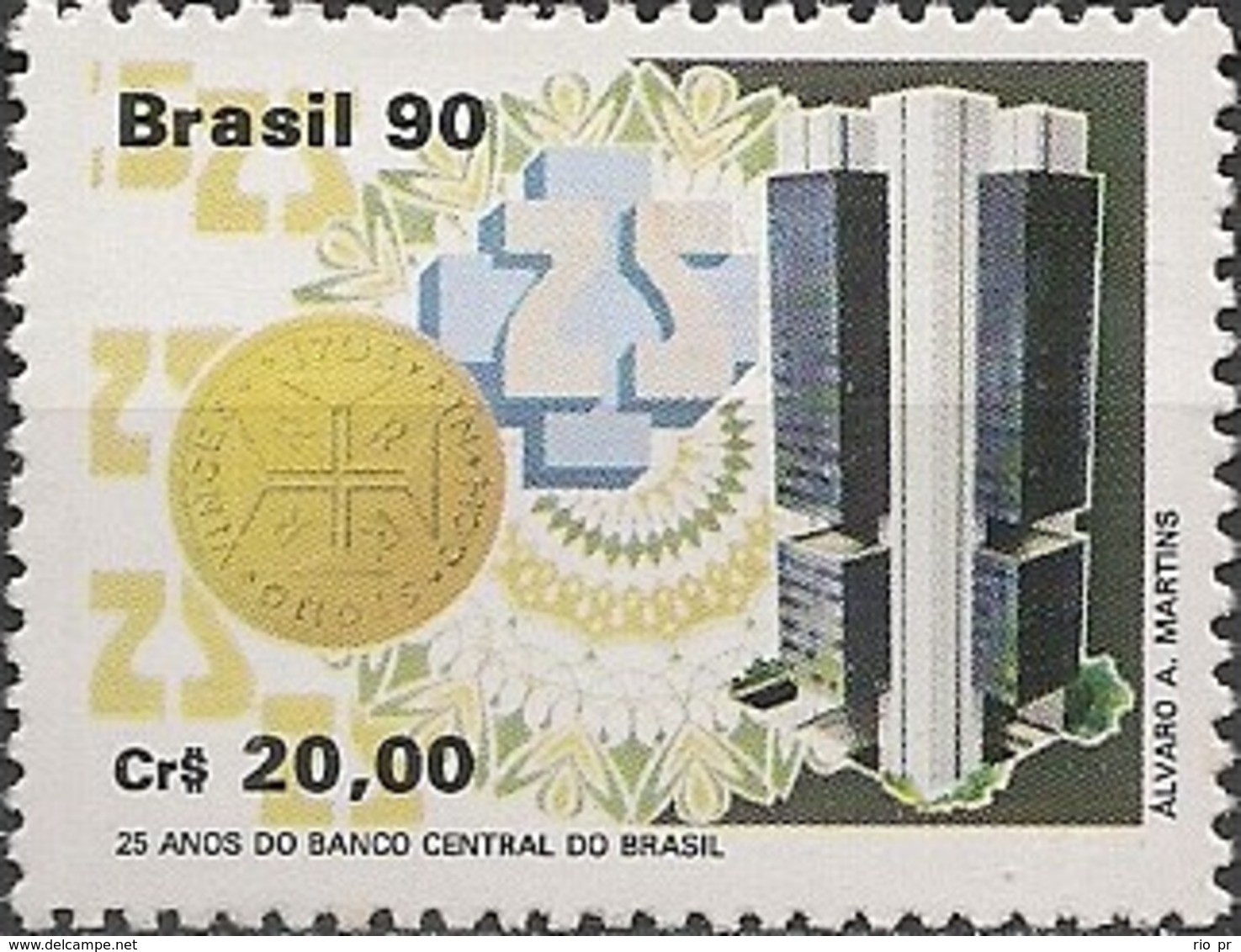 BRAZIL - BRAZILIAN CENTRAL BANK, 25th ANNIVERSARY 1990 - MNH - Unused Stamps