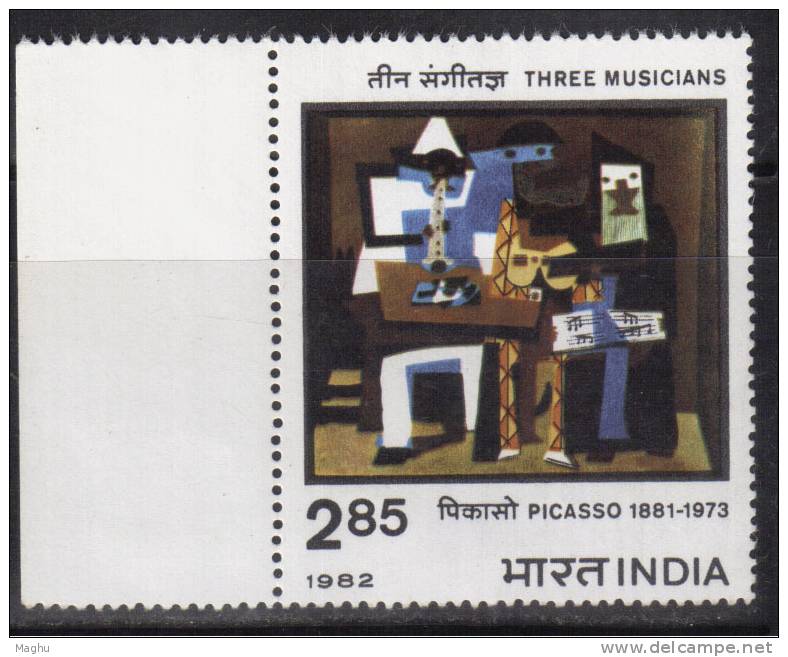 India MNH 1982,  Pablo Ruiz Picasso, " Three Muscians" Music, Art, Painting, Famous People, Music - Neufs