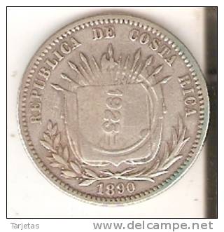 MONEDA DE PLATA DE COSTA RICA 25 CENTAVOS AÑO 1890 Y REPICADA PARA 50 CENTAVOS EN1923 (MUY RARA) (COIN) SILVER,ARGENT. - Costa Rica