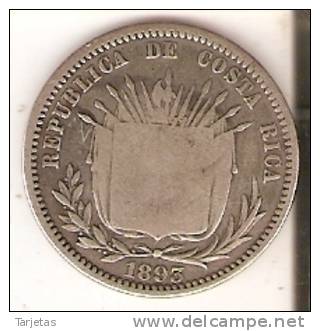 MONEDA DE PLATA DE COSTA RICA 25 CENTAVOS AÑO 1893 Y REPICADA PARA 50 CENTAVOS  (MUY RARA) (COIN) SILVER,ARGENT. - Costa Rica