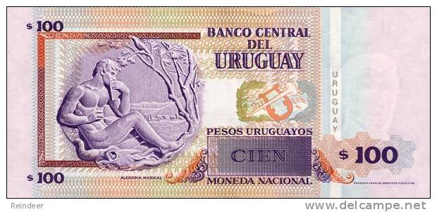 ® URUGUAY: 100 Pesos (2003) UNC Serie D (3 Firmas) - Uruguay