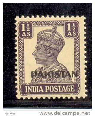 1941 BRITISH INDIA ONE AND HALF ANNA O/P PAKISTAN KGV1 MINT NEVER HINGED STAMP UMM. - Pakistan