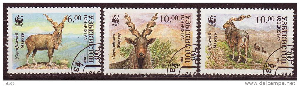 OUSBEKISTAN - 1995 - YT - WWF - N° 61AA / 61AC - Chèvres Markhor  - Oblitérés - Used Stamps