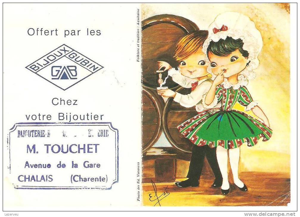 CALENDRIER PETIT FORMAT 1978 PUBLICITE BIJOUTERIE TOUCHET CHALAIS CHARENTE - Petit Format : 1971-80