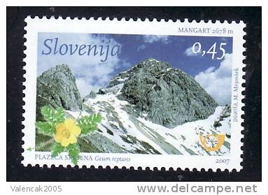 1094/ Slowenien Slovenia 2007 Mi.No. 635 ** MNH  Berge Mountains Rose Flower Alps Alpe - Escalada