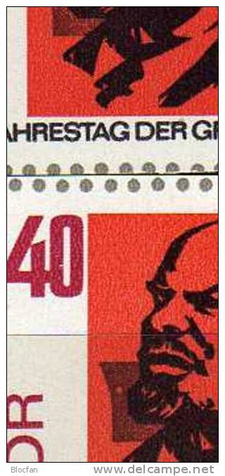 Lenin Punkt Im Kragenspiegel DDR 1315/6B Plus ZD I ** 13€ Soldaten Kreuzer Aurora Error On Se-tenant Out Bloc Of Germany - Se-Tenant