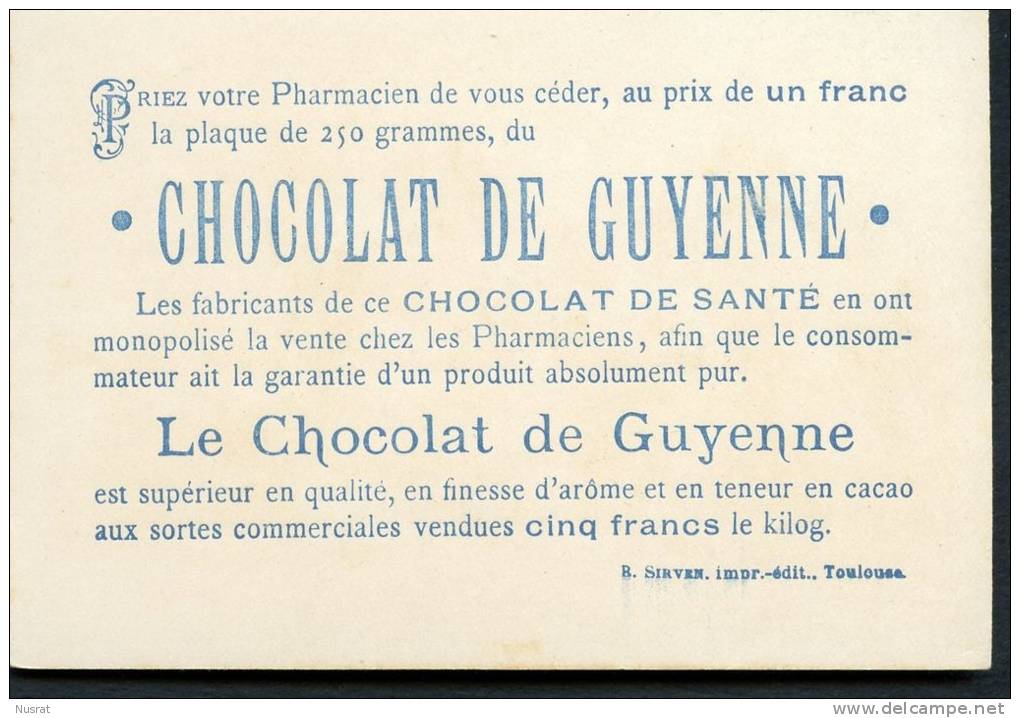 Chocolat De Guyenne, Jolie Chromo Dorée Thème Enfants, Sauve Qui Peut,  Lith. Sirven, Toulouse - Other & Unclassified