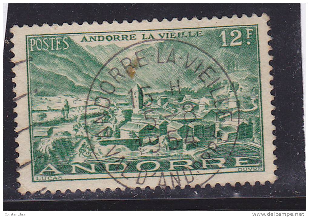 ANDORRE N° 130 12F VERT ANDORRE LA VIEILLE OBL. - Oblitérés