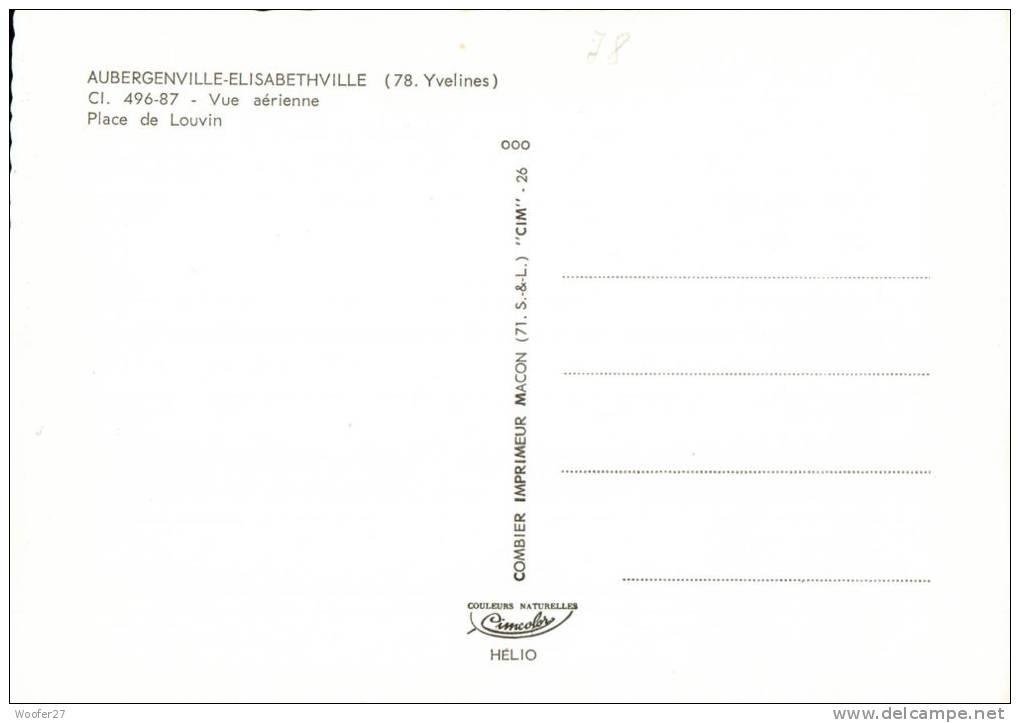 CPSM AUBERGENVILLE  Elisabethville , Place De Louvin - Aubergenville