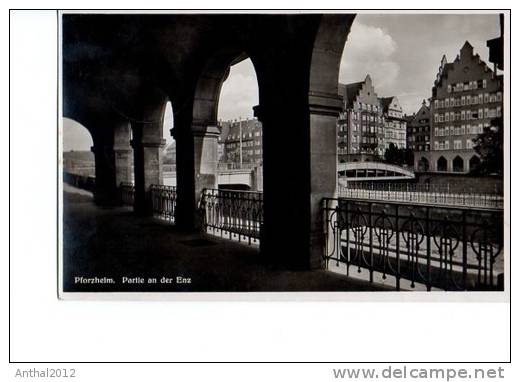 Pforzheim Arkaden An Der Enz Wohnhäuser Brücke Sw Gel. 27.8.1941 Nach Stuttgart - Pforzheim