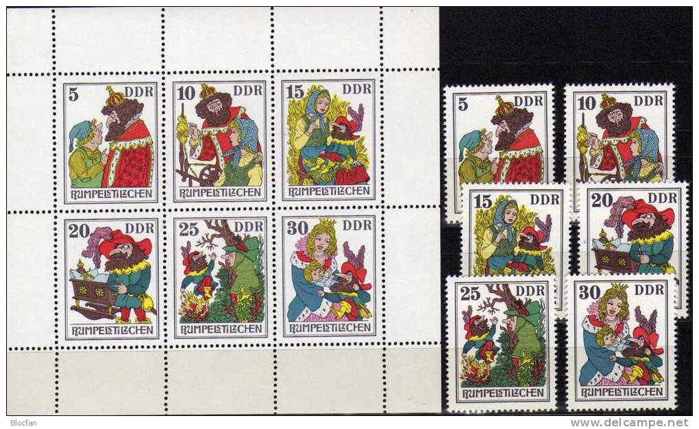 Märchen Rumpelstilzchen 1976  DDR 2187/2 Plus 6-Kleinbogen ** 6€ Prinzessin Die Gold Spinnt Fogli Sheetlet Bf Of Germany - Postzegelboekjes