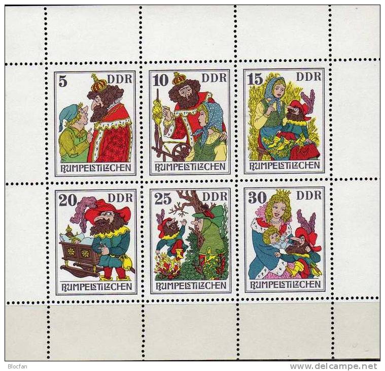 Märchen Rumpelstilzchen 1976  DDR 2187/2 Im Kleinbogen ** 3€ Prinzessin Die Gold Spinnt Bloc Bf Art Sheetlet Of Germany - Marionnetten