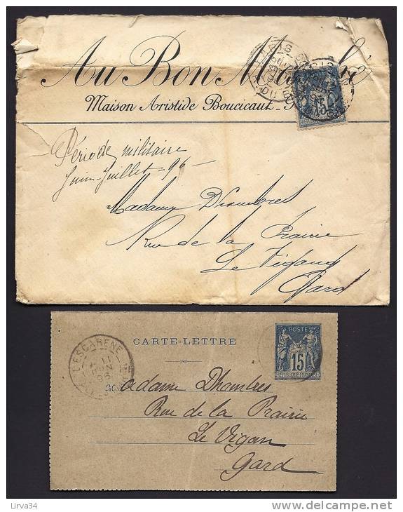 LOT DE 2 CARTES ENTIERS POSTAUX NEUFS N° 89-CPRP2 + N° 89 CP3- + CARTE-LETTRE 15C BLEU SUR GRIS + LETTRE AVEC EN TÊTE- - Konvolute: Ganzsachen & PAP