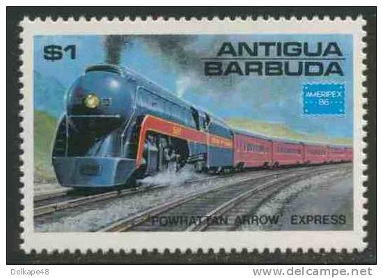 Antigua & Barbuda 1986 Mi 946 YT 914 ** "Powhattan Arrow" Express - Locomotive - Ameripex '86, Chicago - Treinen
