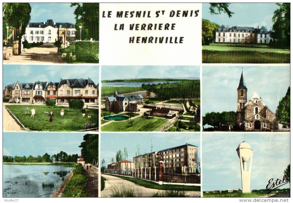 CPSM    LE MESNIL SAINT DENIS ,LA VERRIERE,  HENRIVILLE   Multivues - Le Mesnil Saint Denis