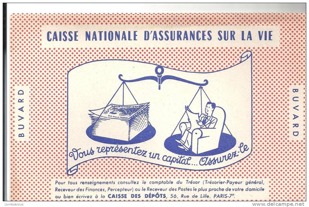 Buvard Caisse Nationale D'Assurances Sur La Vie - Banco & Caja De Ahorros