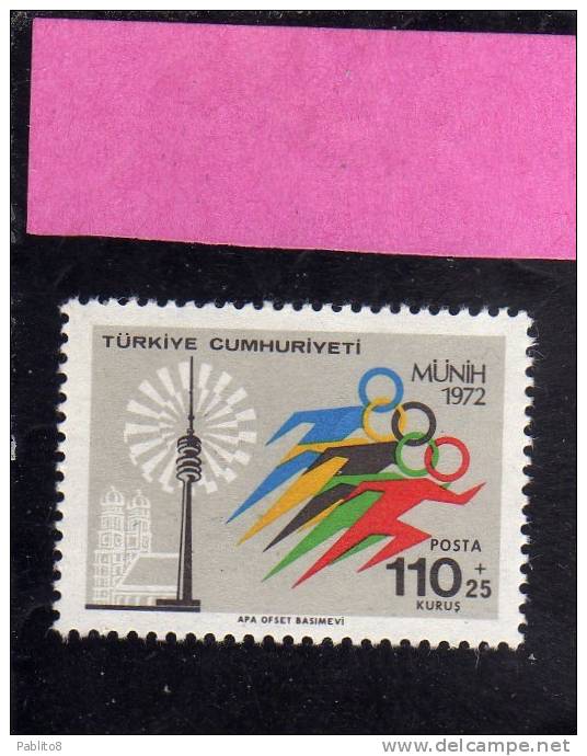 TURCHIA - TURKÍA - TURKEY 1972 MUNICH OLYMPIC GAMES MNH - Neufs
