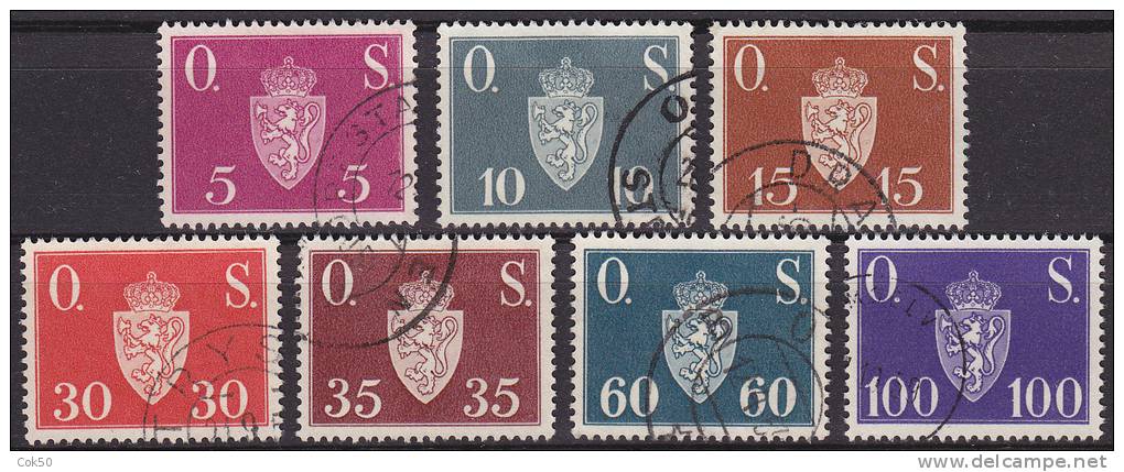 NORWAY 1951 - Mi. Cat.nos.D61-67. Complete Set Used. All Stamps With Circular Date Postmarks In Very Nice Quality. - Dienstzegels