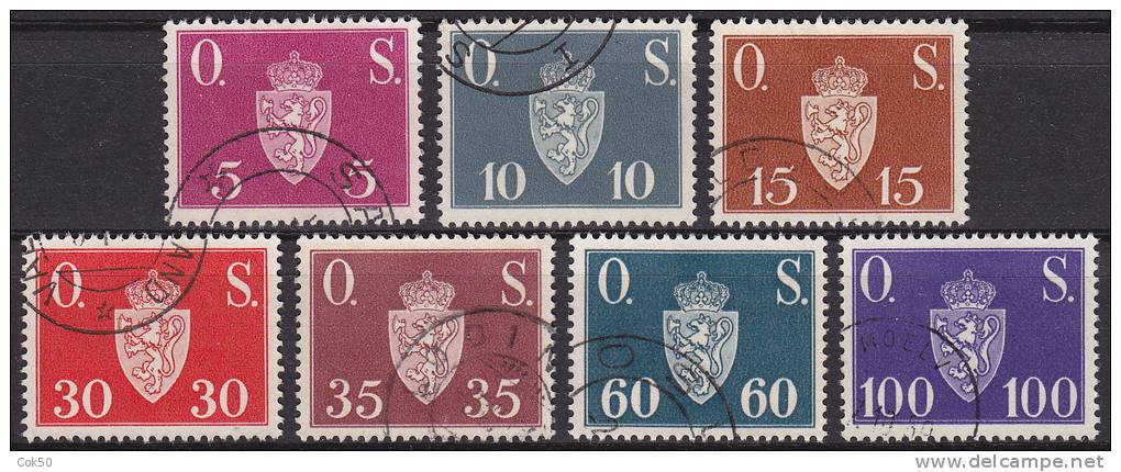 NORWAY 1951 - Mi. Cat.nos.D61-67. Complete Set Used. All Stamps With Circular Date Postmarks In Very Nice Quality. - Service