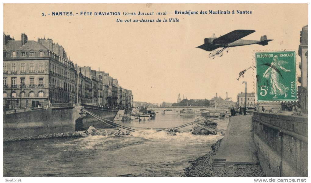 ( CPA AVIONS )  " NANTES - AVIATIONS "  14-21 Aout 1910  /  BRINDEJONC DES MOULINAIS À NANTES  - - Meetings