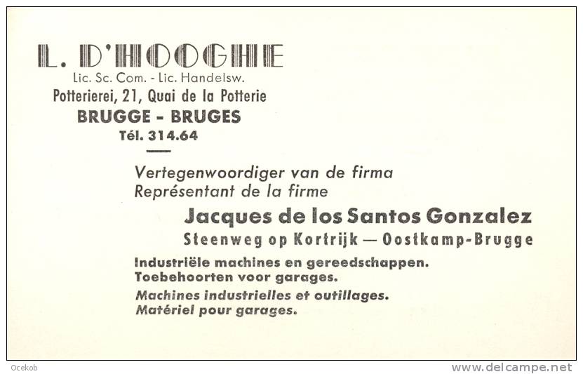 Visitekaartje   L.D. Dhooge Brugge - Oostkamp - Cartes De Visite