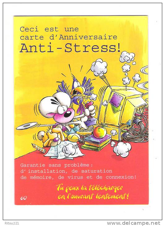 Carte DIDDL N° 60 - ANTI-STRESS - SOURIS MOUSE Ordinateur POMME - Diddl