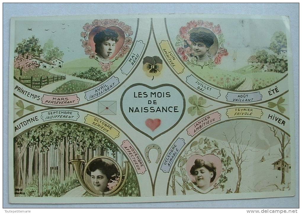 Carte Fantaisie Les Mois De Naissance - Naissance