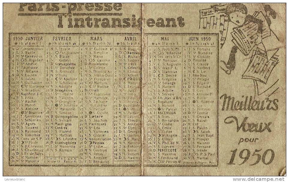 Calendrier /Paris-Presse:L´Intransig Eant/1950                         CAL33 - Otros & Sin Clasificación