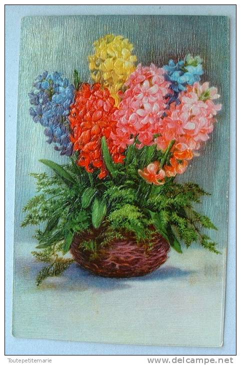 Carte Gauffree Peinture Fleurs - Autres & Non Classés