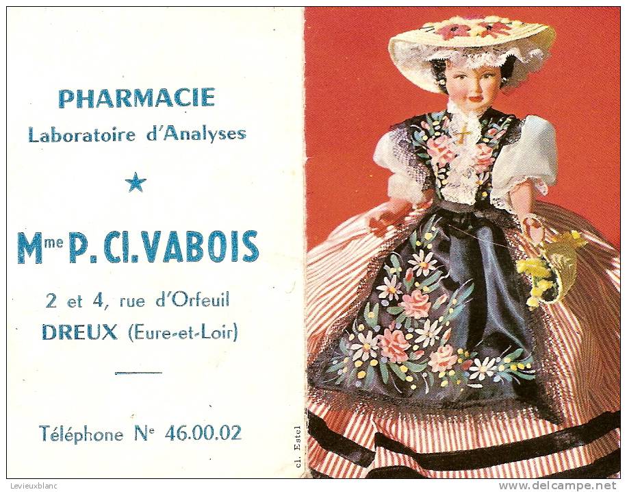 Calendrier  Deux Volets/Pharmacie /VABOIS/DREUX/1965             CAL41 - Altri & Non Classificati