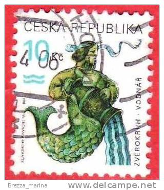 REP. CECA - CESKA - CZECH R. - USATO - 1999 - Segni Zodiacali - Acquario - 10 - Oblitérés