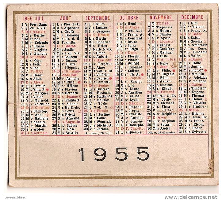 Calendrier Simple /Recto-Verso//1955      CAL51 - Other & Unclassified