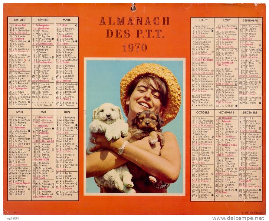 ALMANACH DES POSTES 1970 - COMPLET FORMAT DOUBLE CARTON -PARIS - AVEC TRES GRANDE CARTE. - Grand Format : 1961-70