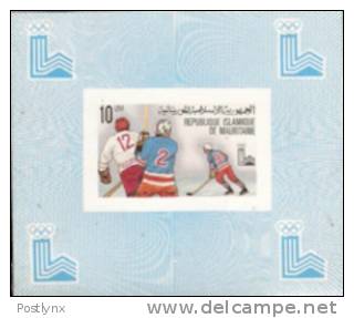 BULK:3 X  MAURITANIA/mauretanie 1979. Olympic Lake Placid Ice-hockey 10UM. Imperf. DeLuxe - Invierno 1980: Lake Placid