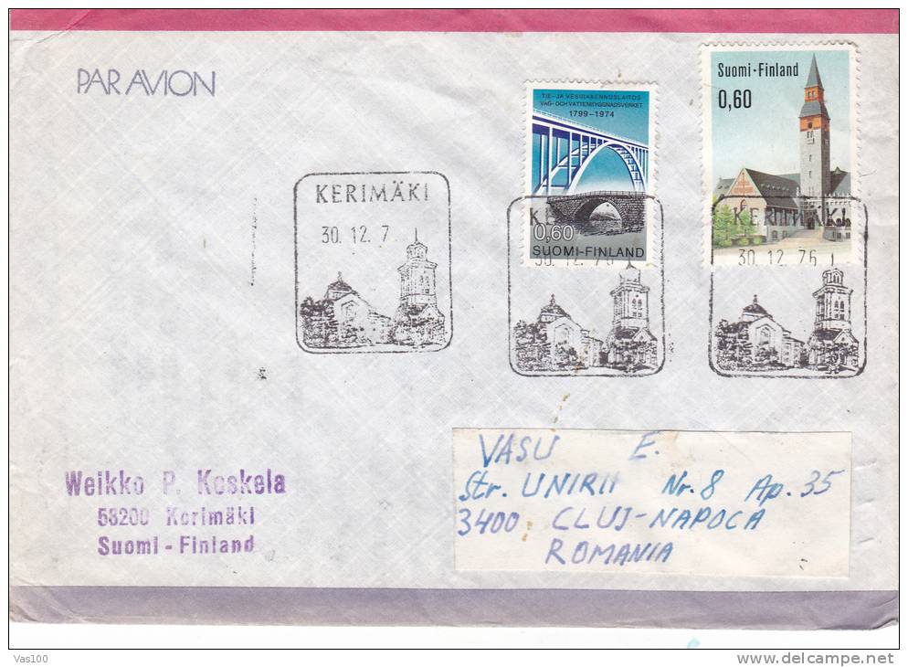 ARCHITECTURE 1977, COVER SENT TO MAIL, FINLAND TO ROMANIA - Covers & Documents
