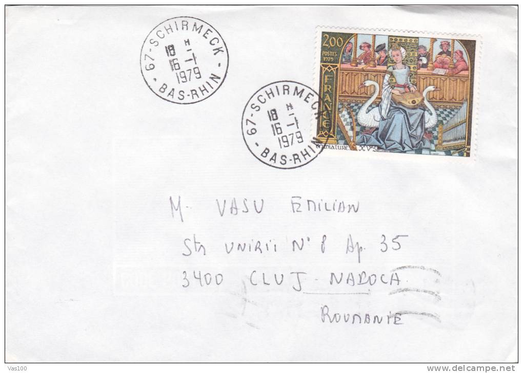 SWAN, 1979, COVER, SENT TO MAIL, FRANCE - Cygnes