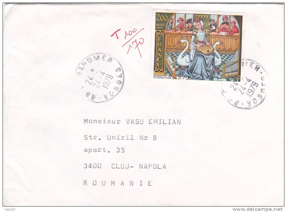 SWAN, 1979, COVER, SENT TO MAIL, FRANCE - Cygnes