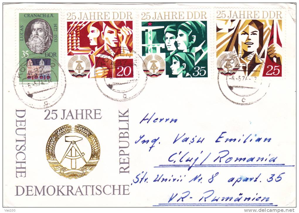 NICE STAMPS, 1974, COVER, SENT TO ROMANIA, GERMANY - Covers & Documents