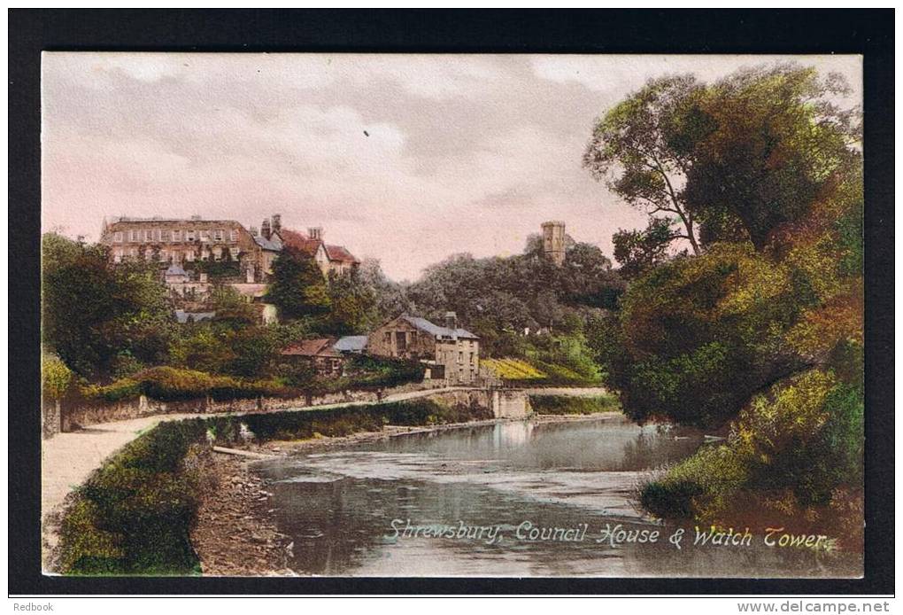 RB 870 -  Early Postcard - Shrewsbury Council House &amp; Watch Tower Shopshire Salop - Shropshire
