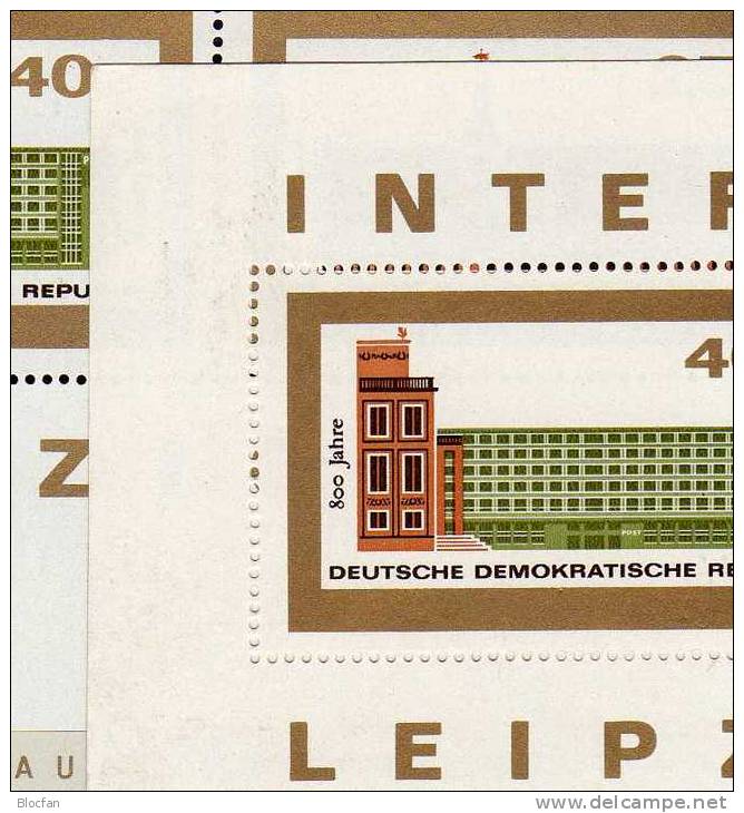 Doppel-Abart Intermess Leipzig 1965 DDR Block 24+ 24 II SST 16€ Hauptpost Error On The Bloc Architectur Sheet Bf Gremany - Otros & Sin Clasificación