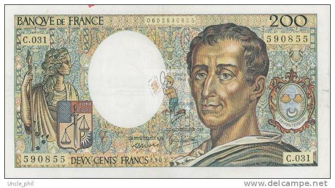 MONTESQUIEU 200 FRANCS - 1985 - C.031 - O - COTE IPCbanknotes: 20 Euros - 200 F 1981-1994 ''Montesquieu''