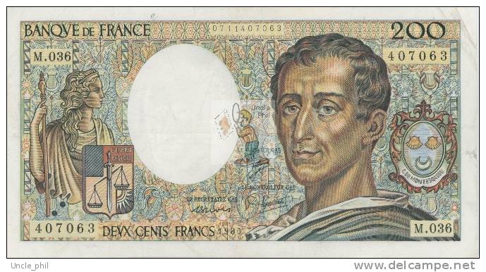 MONTESQUIEU 200 FRANCS - 1985 - M.036 - O - COTE IPCbanknotes: 20 Euros - 200 F 1981-1994 ''Montesquieu''