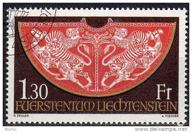 Mode Reichskleinodien 1975 Liechtenstein 634 O 3€ Krönungs-Mantel Aus Schatzkammer Hofburg Wien Art Set Of Fürstentum - Oblitérés