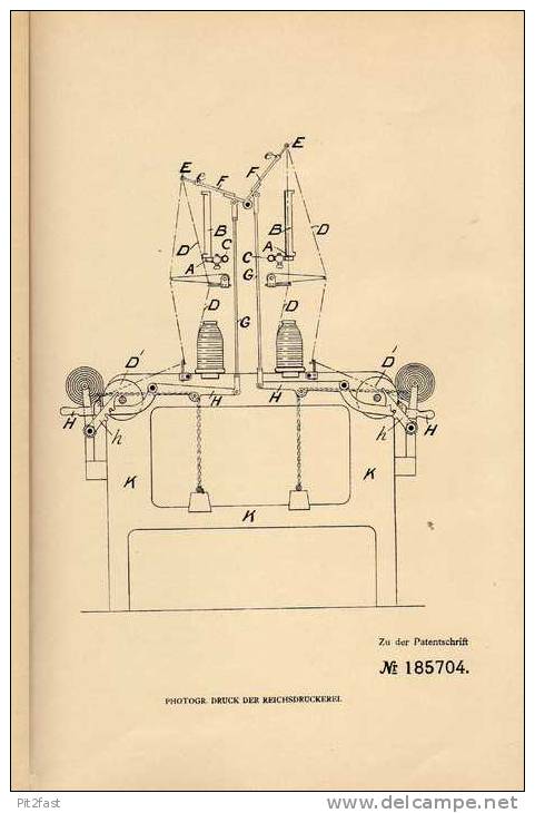 Original Patentschrift - R. Rivett In Heaton Chapel Und Heaton Norris , 1906 , Gassengmaschine Für Garne , Näherei !!! - Tools