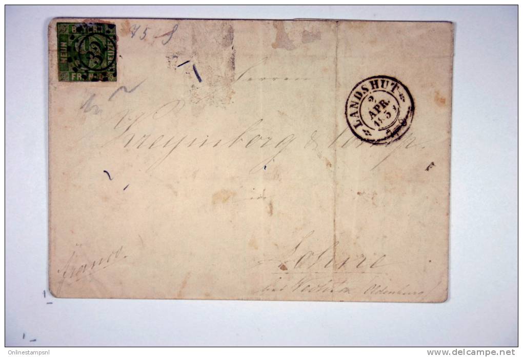 Bayern, Folded Letter From Landshut, 1857 With 9 Kreuzer Green. - Andere & Zonder Classificatie