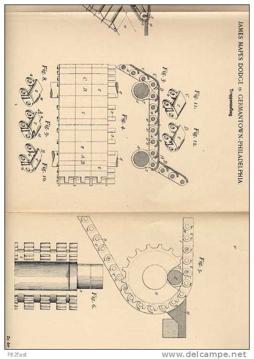 Original Patentschrift - J. Dodge In Germantown - Philadelphia , 1899 , Aufzug Für Treppe , Lift , Rolltreppe !!! - Architektur