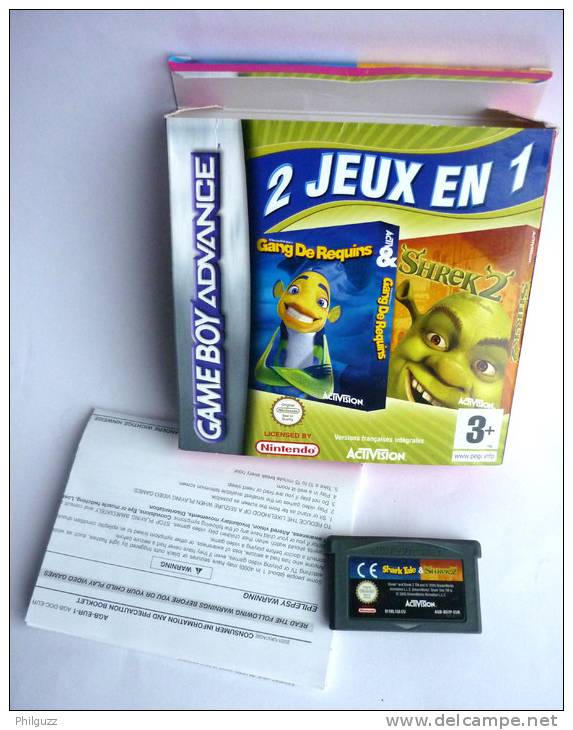 JEU NINTENDO GAME BOY ADVANCE GANG DE REQUINS & SCHREK 2 - 2 JEUX EN 1 En Boîte Avec Livret - Game Boy Advance