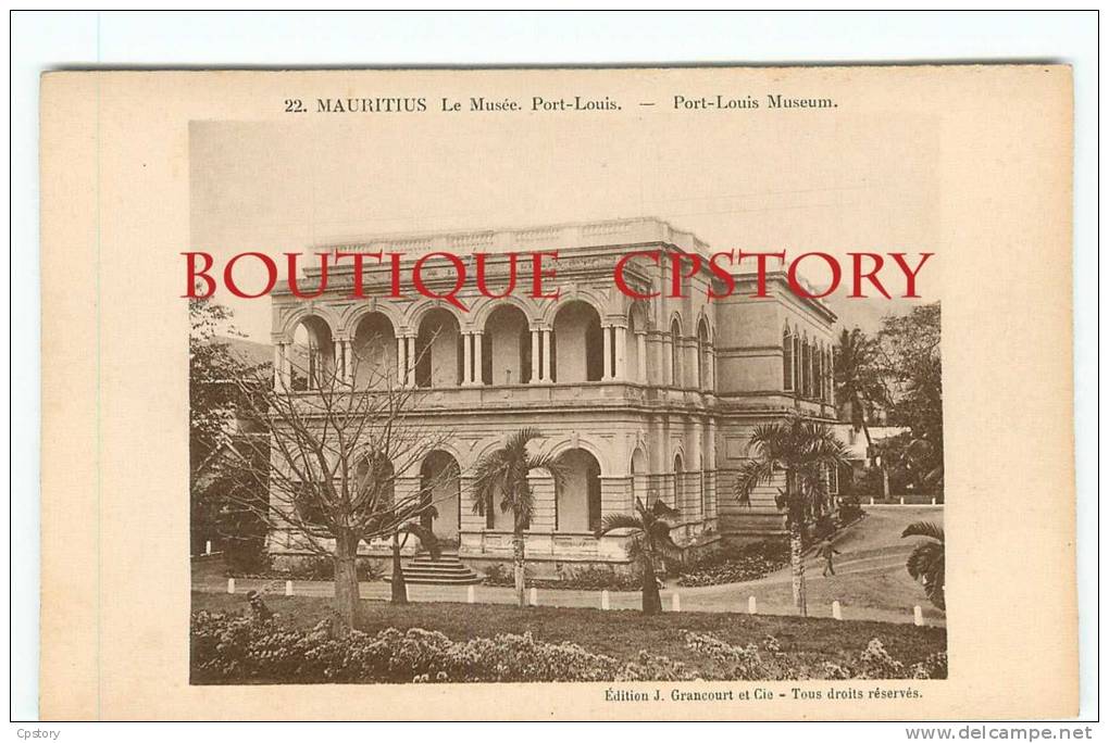 MAURITIUS - Musée De Port Louis - Muséum - N° 22 < J. Grancourt Editeur - Ile Maurice - Dos Scané - Maurice